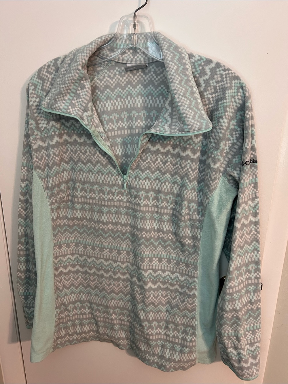 Columbia Mint and Light Gray Patterned Fleece Pullover